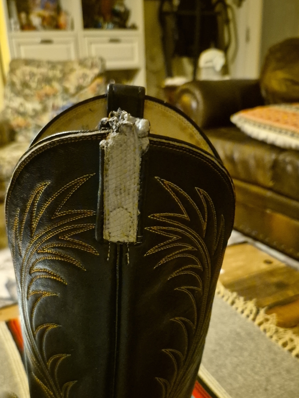 Dan Post Womens Antelope Sz 7 Boots Navy&Dove gray. 17" Tall Made In El Paso - Picture 12 of 16